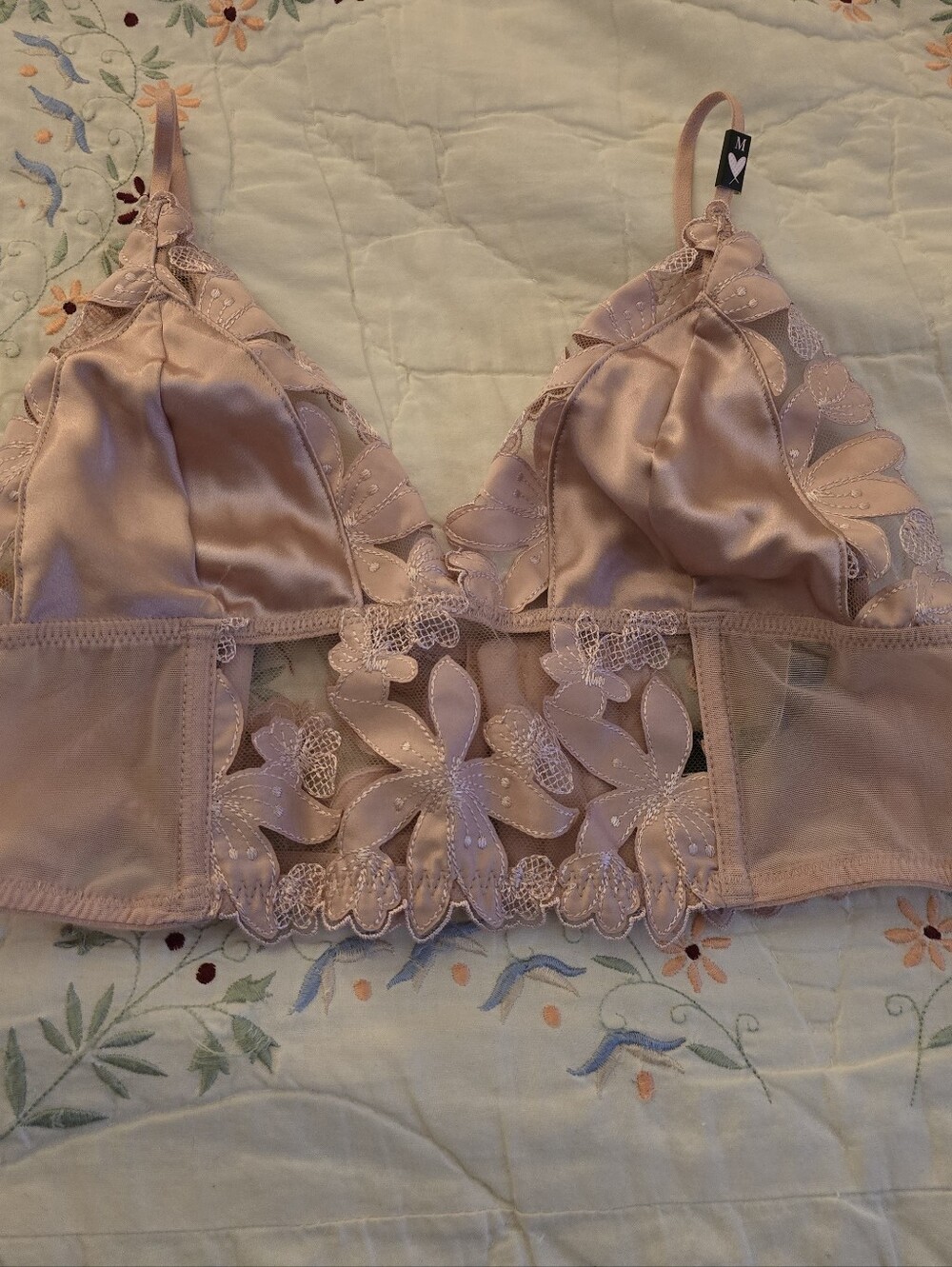 Victoria's Secret Delicate Lace Satin Bralette - Blush Pink